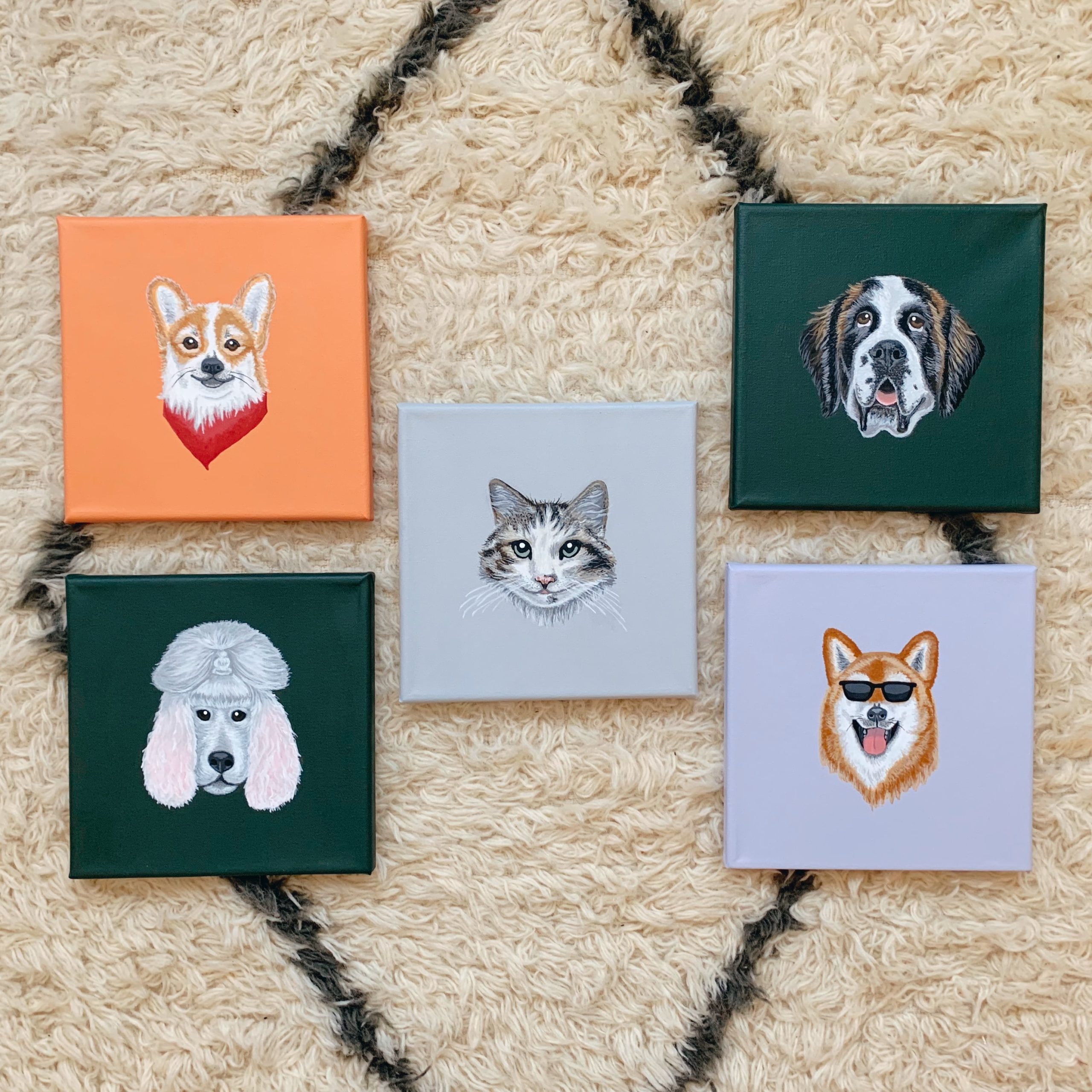 Handpainted pet portraits by Tayler Smith