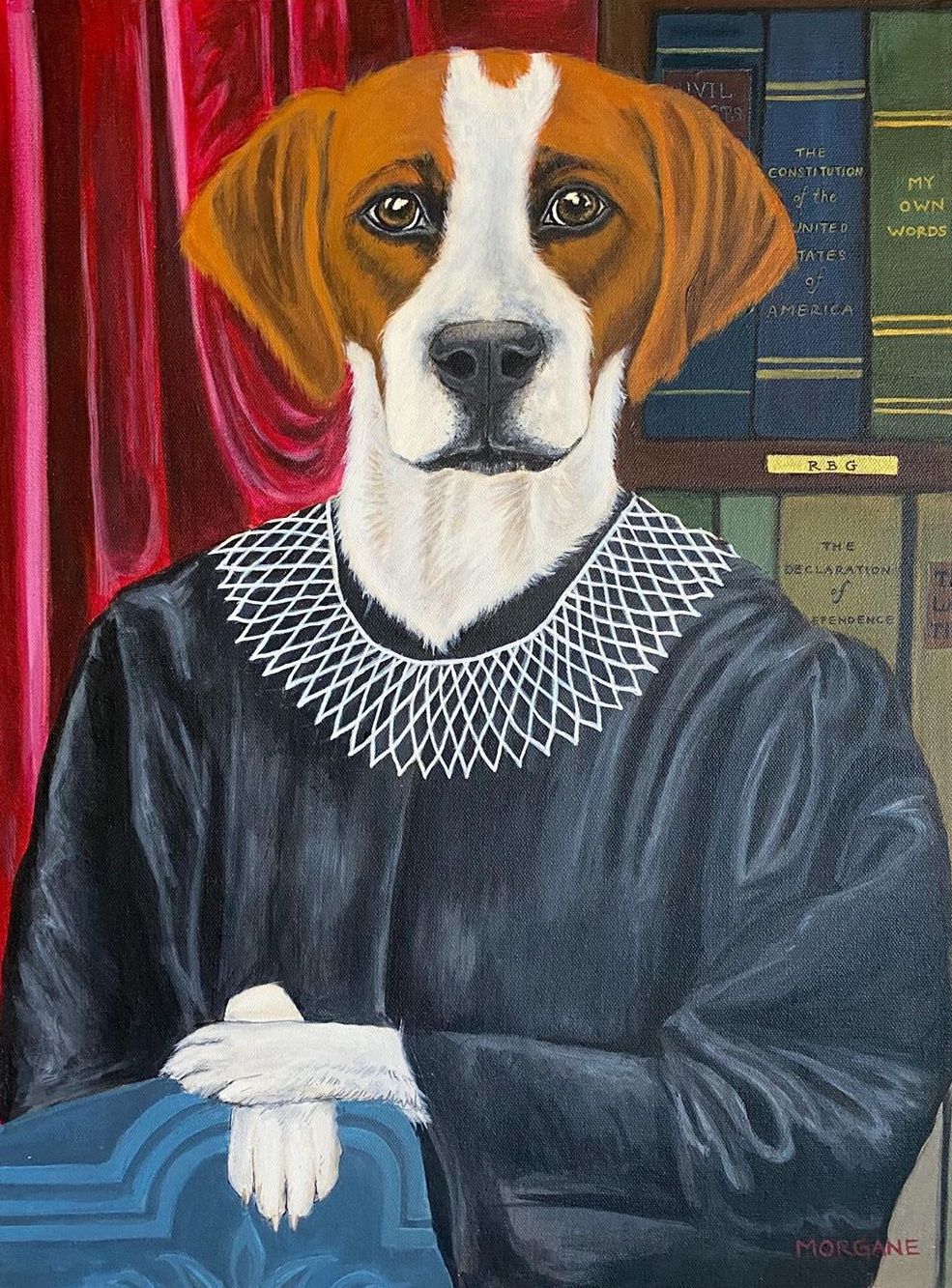 Dog portrait painted by Morgane Chang.
