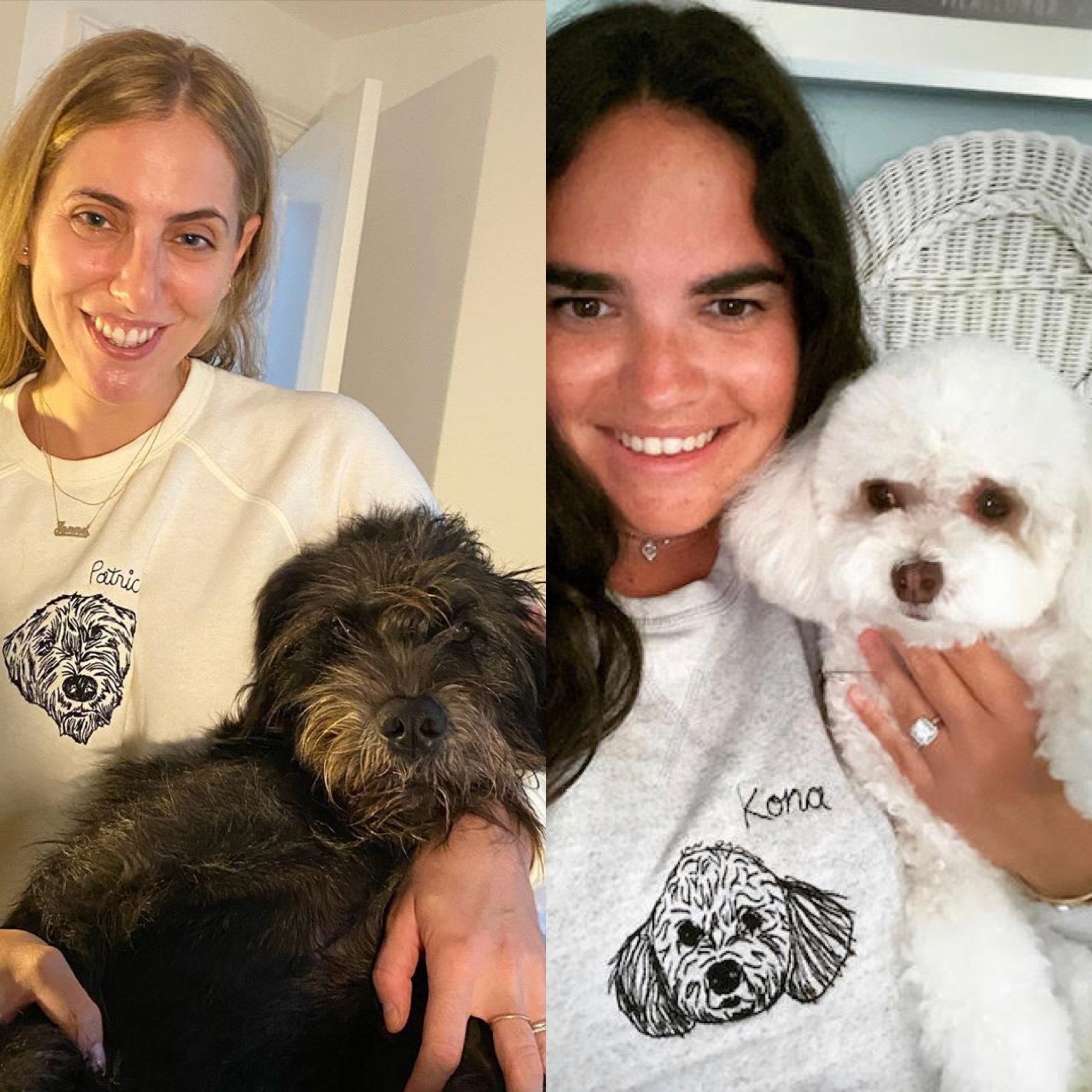 Jenna Gottlieb and Michele Levbarg-Klein Rayden in their Staud custom pet portrait sweatshirts.